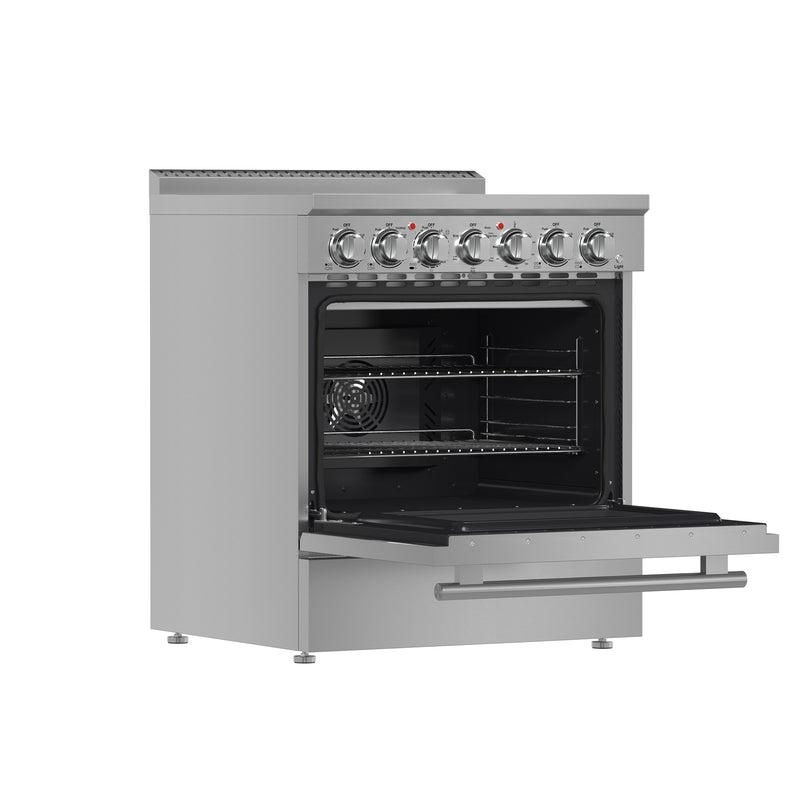 Forno Paolo 30" Freestanding Electric Range in Stainless Steel, True Convection, 5 Burners, FFSEL6011-30