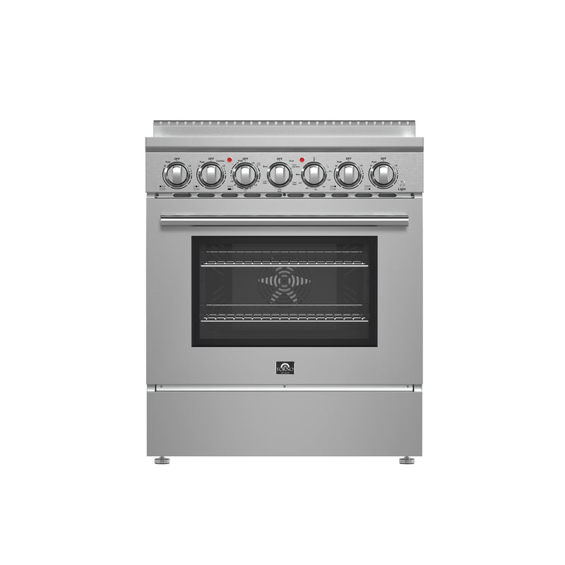 Forno Paolo 30" Freestanding Electric Range in Stainless Steel, True Convection, 5 Burners, FFSEL6011-30