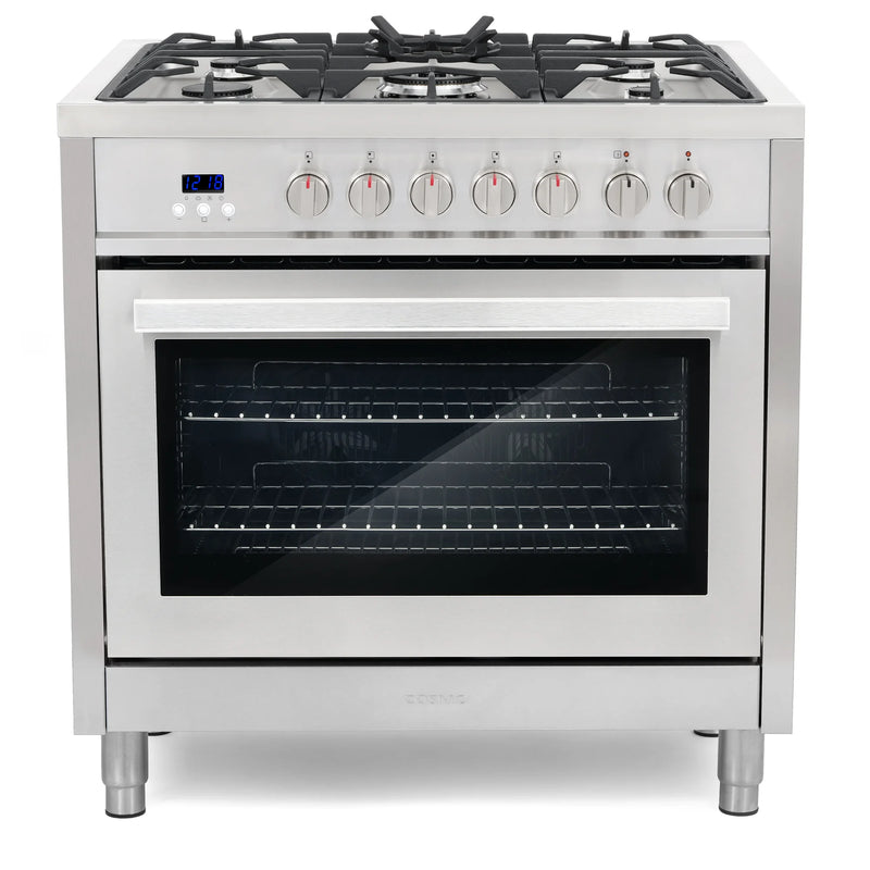 Cosmo 36" Stellar Collection 3.8 cu. ft. Freestanding Dual Fuel Range in Stainless Steel, True Convection, 5 Sealed Burners, F965