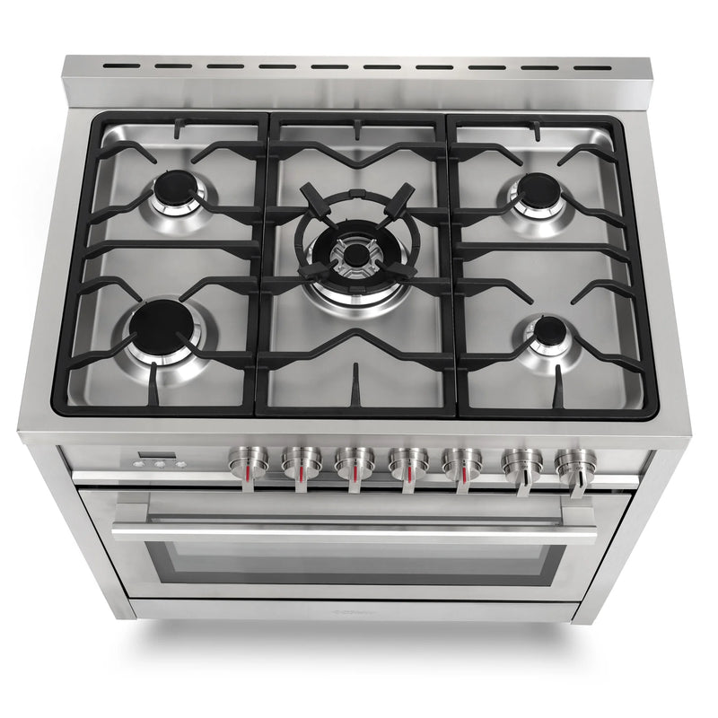 Cosmo 36" Stellar Collection 3.8 cu. ft. Freestanding Dual Fuel Range in Stainless Steel, True Convection, 5 Sealed Burners, F965