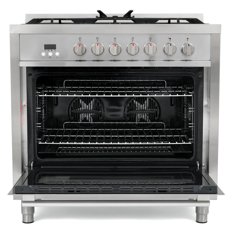 Cosmo 36" Stellar Collection 3.8 cu. ft. Freestanding Dual Fuel Range in Stainless Steel, True Convection, 5 Sealed Burners, F965