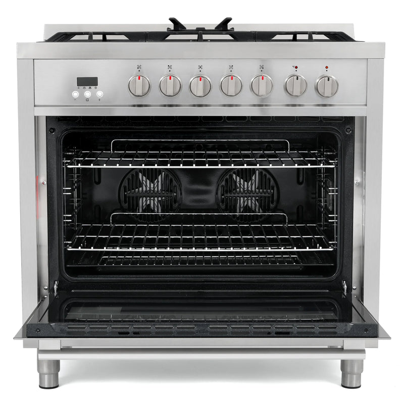 Cosmo 36" Stellar Collection 3.8 cu. ft. Freestanding Dual Fuel Range in Stainless Steel, True Convection, 5 Sealed Burners, F965