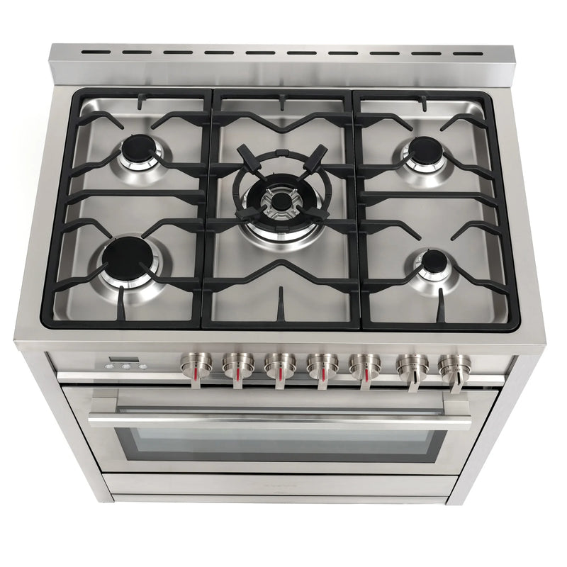 Cosmo 36" Stellar Collection 3.8 cu. ft. Freestanding Dual Fuel Range in Stainless Steel, True Convection, 5 Sealed Burners, COS-F965NF
