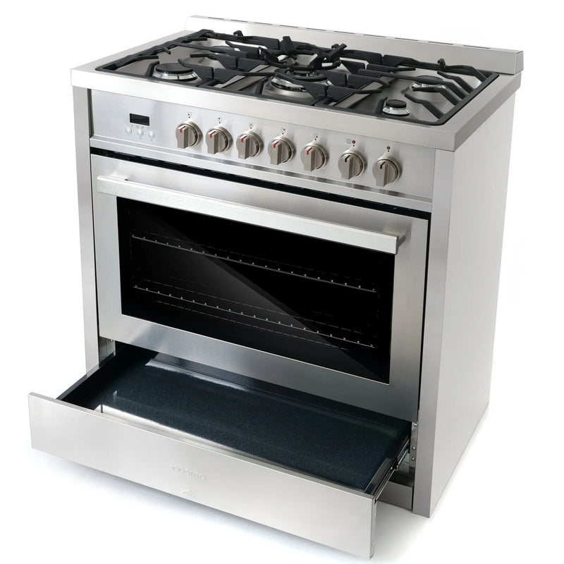 Cosmo 36" Stellar Collection 3.8 cu. ft. Freestanding Dual Fuel Range in Stainless Steel, True Convection, 5 Sealed Burners, COS-F965NF
