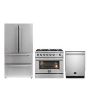 FORNO Premium 3-Piece Kitchen Bundle - 36" Gas Range, French Door Refrigerator, Built-In Dishwasher, Stainless Steel - FBDL-009-01CAUS
FBDL-009-01CAUS