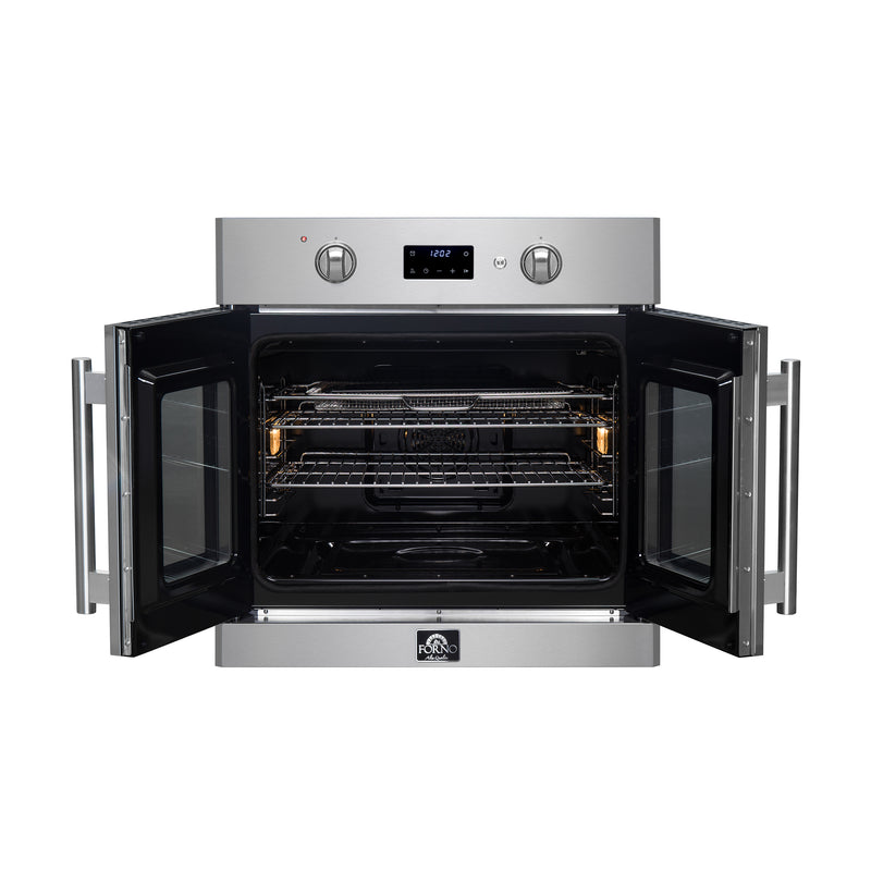 Forno Asti 30" French Door Electric Wall Oven in Stainless Steel, 3.68 cu. ft. True Convection, Air Fry, Self-Clean, FBOEL1333-30