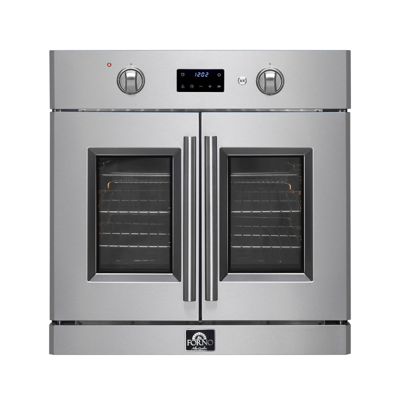 Forno Asti 30" French Door Electric Wall Oven in Stainless Steel, 3.68 cu. ft. True Convection, Air Fry, Self-Clean, FBOEL1333-30