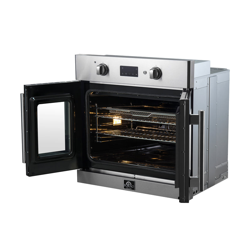 Forno Asti 30" French Door Electric Wall Oven in Stainless Steel, 3.68 cu. ft. True Convection, Air Fry, Self-Clean, FBOEL1333-30