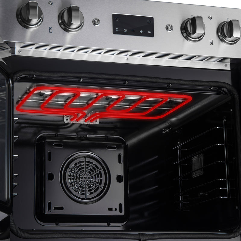 Forno Asti 30" Double Electric Wall Oven with Upper French Doors in Stainless Steel, 7.36 cu. ft. Dual True Convection, Air Fry, Self-Clean, FBOEL1340-30