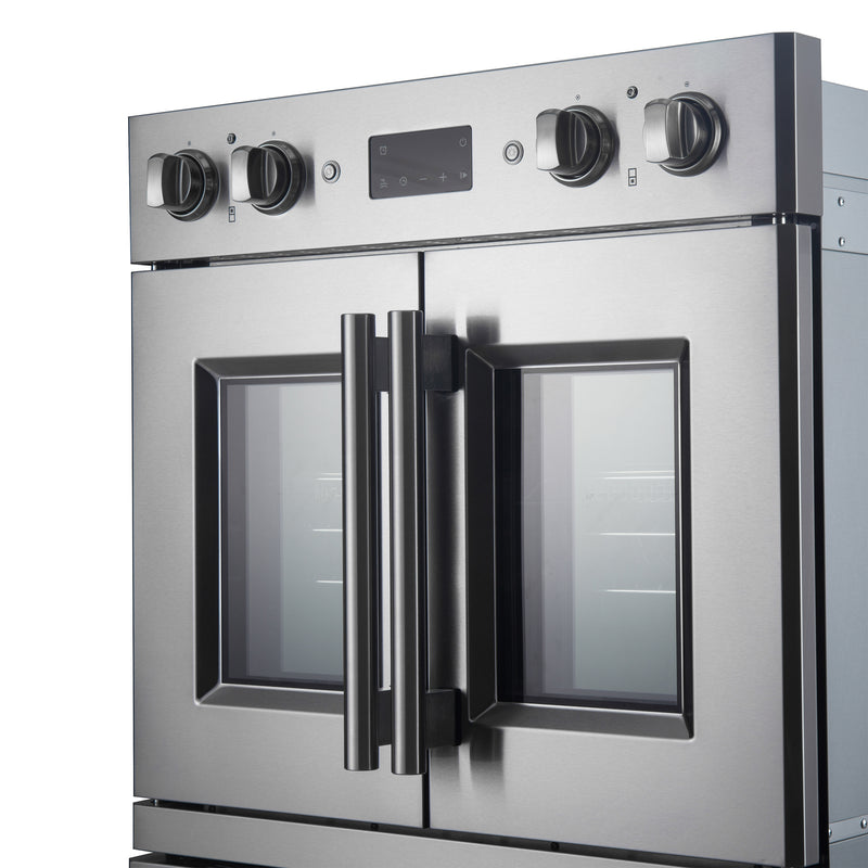 Forno Asti 30" Double Electric Wall Oven with Upper French Doors in Stainless Steel, 7.36 cu. ft. Dual True Convection, Air Fry, Self-Clean, FBOEL1340-30