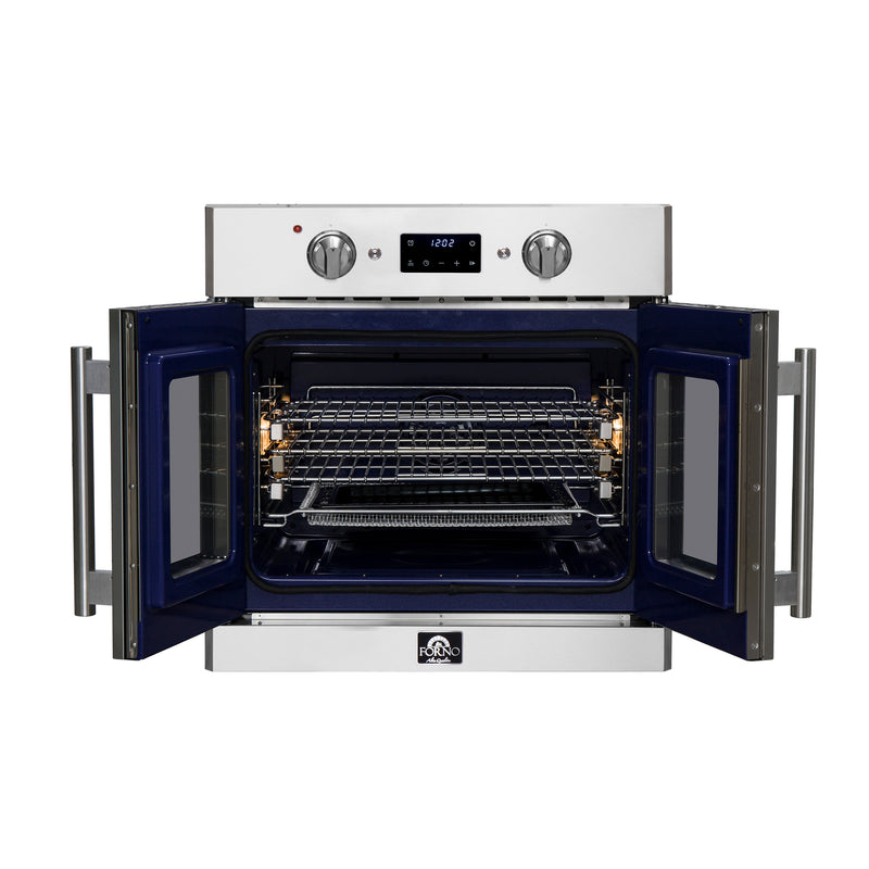 Forno Gallico 30" French Door Electric Wall Oven in Stainless Steel, True Convection, Air Fry, Telescopic Racks, FBOEL1371-30
