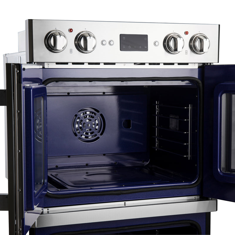 Forno Gallico 30" Double Wall Oven French Door Electric in Stainless Steel, 7.36 cu.ft. True Convection, Air Fry, Sous Vide, FBOEL1388-30