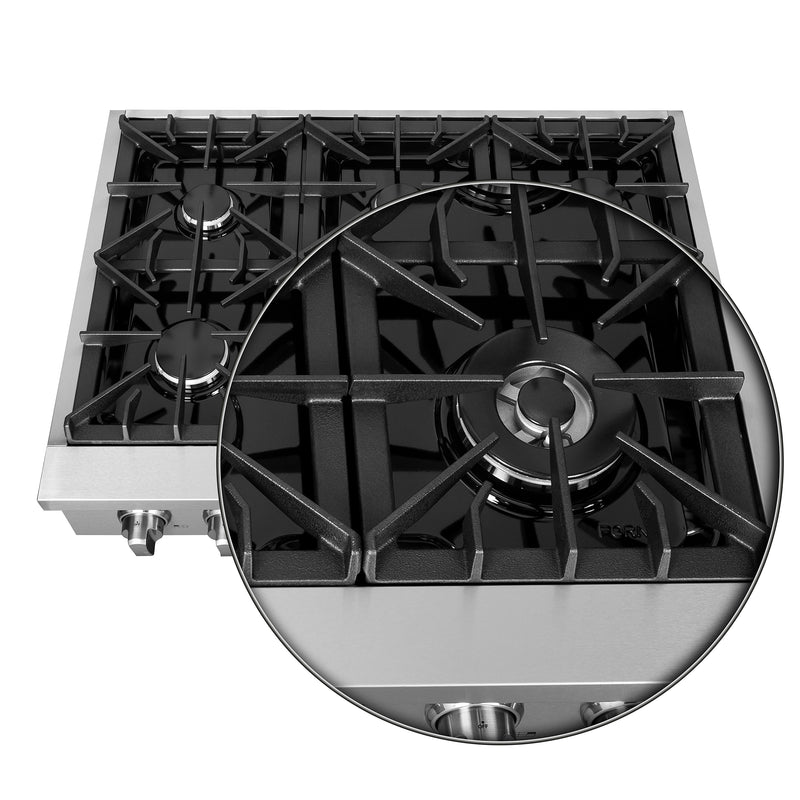 Forno 36" Freestanding Gas Range in Stainless Steel, 6 Sealed Burners, Dual-Ring Burner, Cast-Iron Grates, FCTGS5737-36
