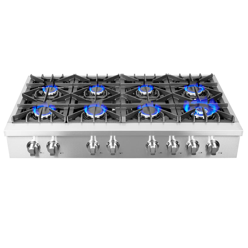 Forno 48" Freestanding Gas Range in Stainless Steel, 8 Sealed Burners, Cast-Iron Grates, Griddle, FCTGS5737-48