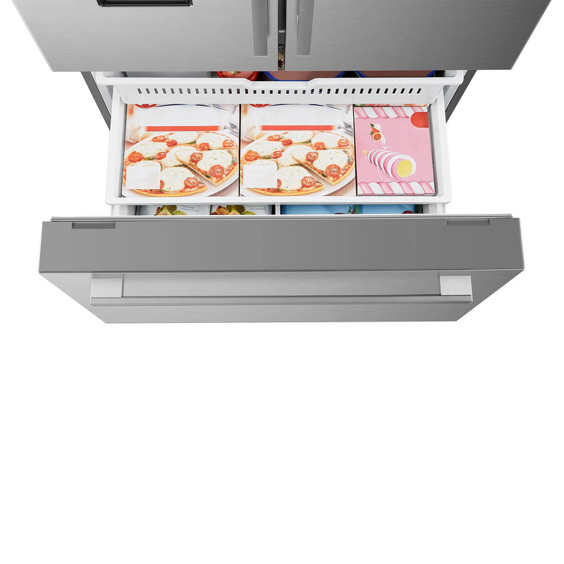 Cosmo Counter Depth French Door Refrigerator in Stainless Steel, 22.4 cu. ft. Capacity, Fingerprint-Resistant, COS-FDR223GWSS