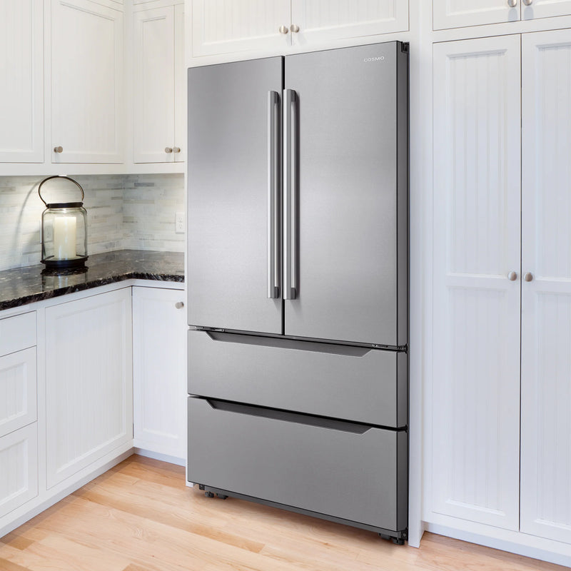 Cosmo 36" 4-Door French Door Refrigerator in Stainless Steel, 22.5 cu. ft. Capacity, Ice Maker, COS-FDR225RHSS-G
