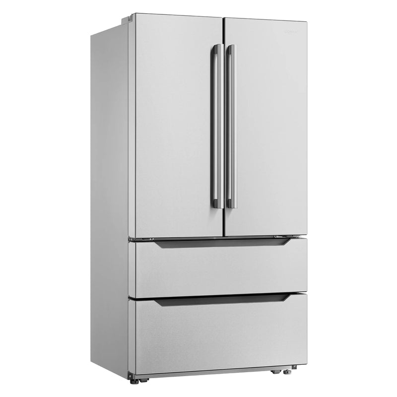 Cosmo 36" 4-Door French Door Refrigerator in Stainless Steel, 22.5 cu. ft. Capacity, Ice Maker, COS-FDR225RHSS-G