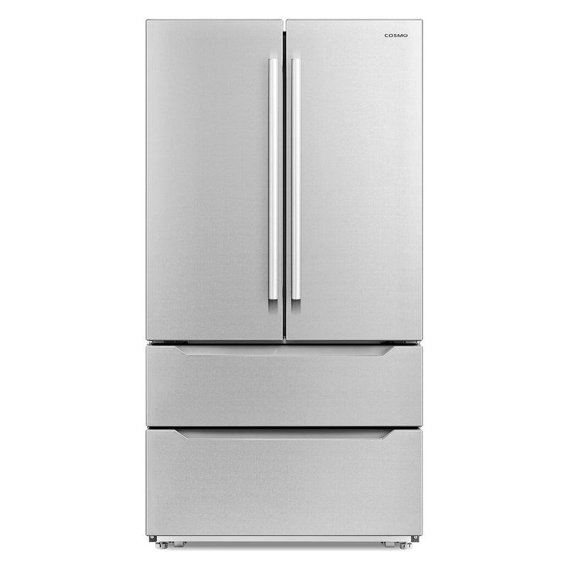 Cosmo 36" 4-Door French Door Refrigerator in Stainless Steel, 22.5 cu. ft. Capacity, Ice Maker, COS-FDR225RHSS-G