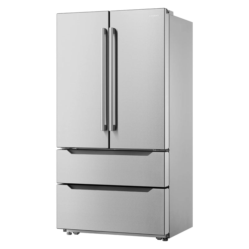 Cosmo 36" 4-Door French Door Refrigerator in Stainless Steel, 22.5 cu. ft. Capacity, Ice Maker, COS-FDR225RHSS-G