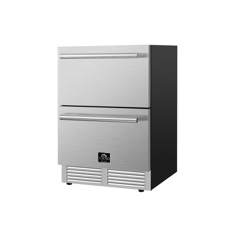 Forno Cosenza 24" Built-In Freezer Drawer in Stainless Steel, Ice Maker, Frost-Free, Indoor/Outdoor Rated, FDRBI1838-24S