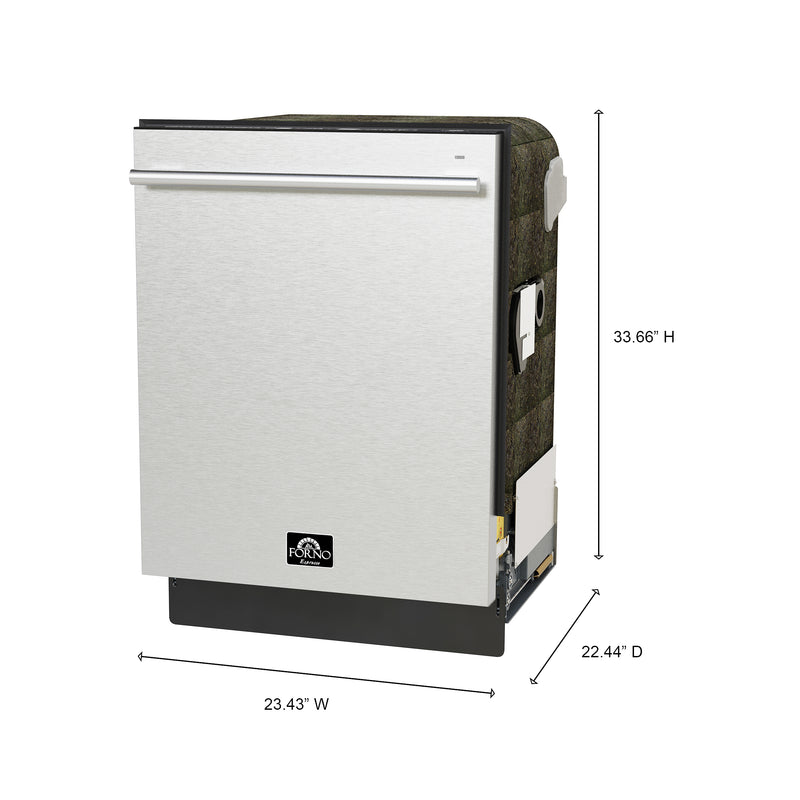 Forno Romano 24" Built-In Tall Tub Dishwasher in Stainless Steel, 7 Wash Programs, 52 dBA Quiet Operation, ENERGY STAR, FDWBI8035-24S