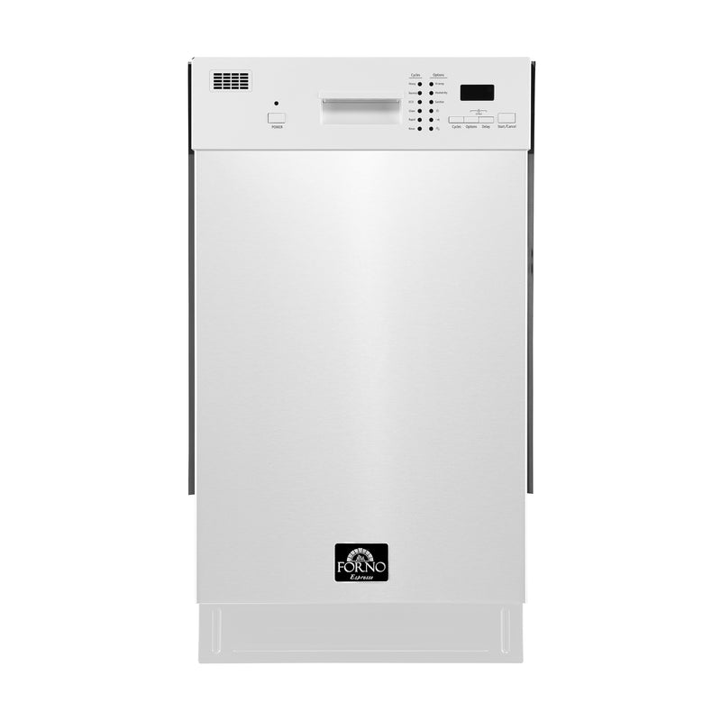 Forno Polo 18" Built-In Dishwasher in White, 8 Place Settings, 6 Wash Programs, ENERGY STAR Certified, FDWBI8041-18WHT