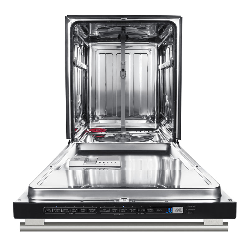 Forno Espresso Pozzo 24" Built-In Dishwasher in Black, 6 Wash Programs, Double Drying, with Stainless Steel Handles, FDWBI8067-24BLK