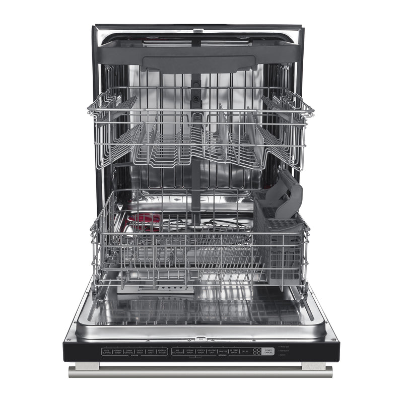 Forno Espresso Pozzo 24" Built-In Dishwasher in Black, 6 Wash Programs, Double Drying, with Stainless Steel Handles, FDWBI8067-24BLK