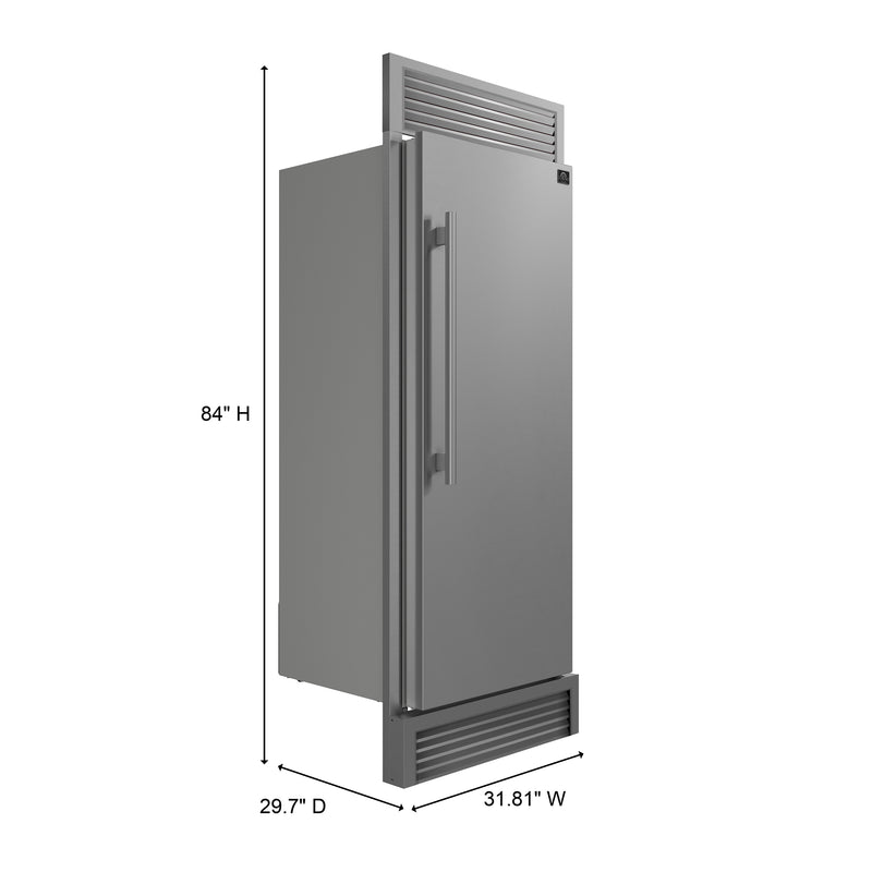 Forno Maderno 28" Built-In Convertible Refrigerator in Stainless Steel, 13.6 cu.ft., Decorative Trim Grill, Right Swing, FFFFD1722-32RSG