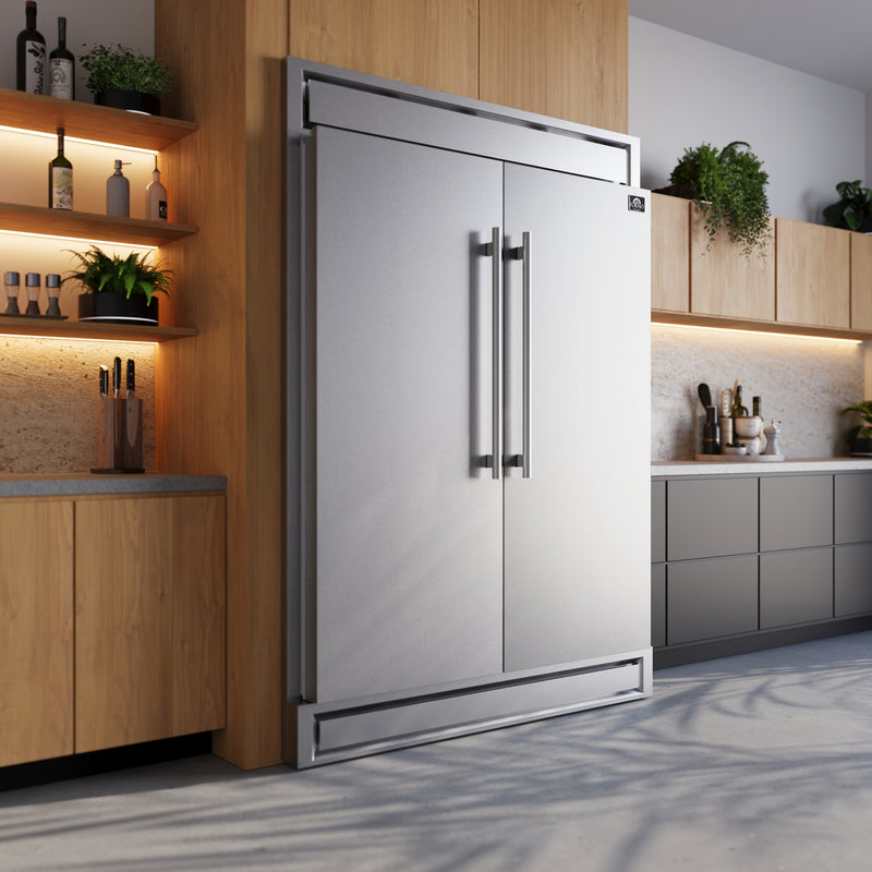 Forno Maderno 60" Freestanding Convertible Refrigerator/Freezer in Stainless Steel with 27.2 cu.ft., Dual Inverter Compressors, FFFFD1722-60S