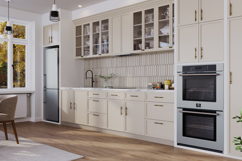 Forno Villarosa 30" Double Electric Wall Oven in Stainless Steel, 10.0 cu.ft. Capacity, Air Fry, True Convection, FBOEL1365-30