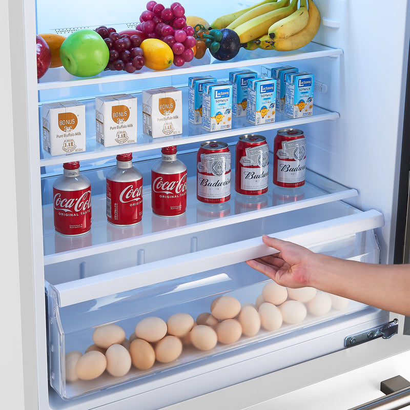 Forno Milano Espresso 31" Freestanding Bottom Freezer Refrigerator in White with 17.2 cu. ft., Counter-Depth, with Stainless Steel Handles, Right Swing, FFFFD1785-31WHT