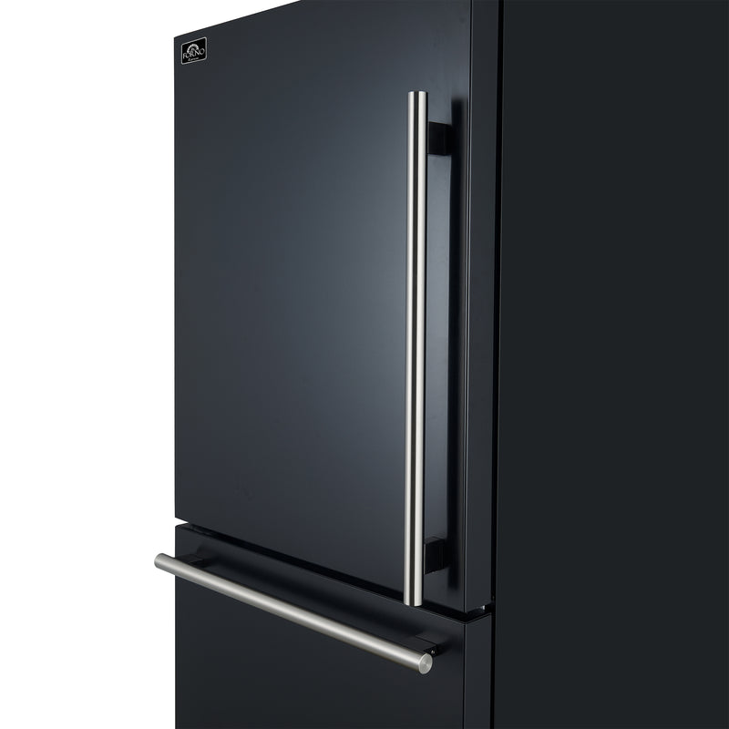 Forno Milano Espresso 62" Freestanding Dual Bottom Freezer Refrigerator in Black with 34.4 cu.ft Capacity, Ice Maker, Digital Touch Control, with Stainless Steel Handles, FFFFD1787-60BLK
