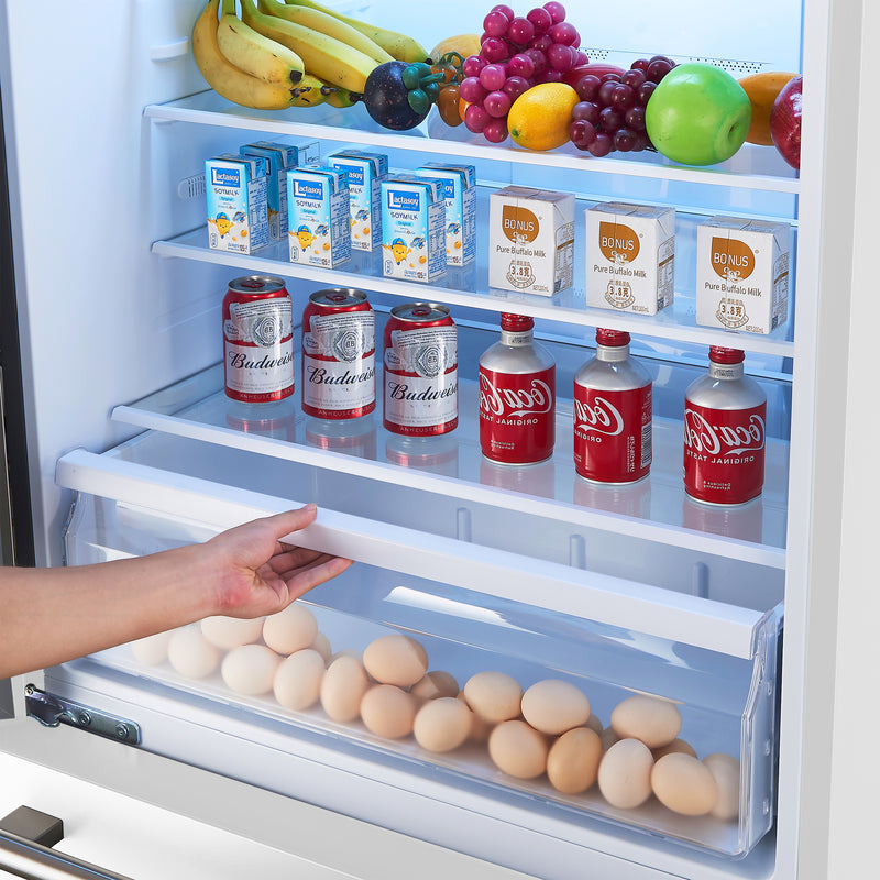 Forno Milano Espresso 31" Freestanding Bottom Freezer Refrigerator in White, 17.2 cu. ft., Ice Maker, with Stainless Steel Handles, Left Hinge, FFFFD1786-31WHT