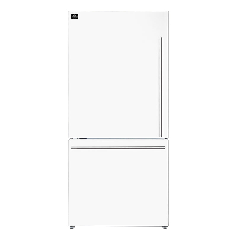 Forno Milano Espresso 62" Freestanding Dual Bottom Freezer Refrigerator in White, 34.4 cu.ft Capacity, Ice Maker, with Stainless Steel Handles, FFFFD1787-60WHT