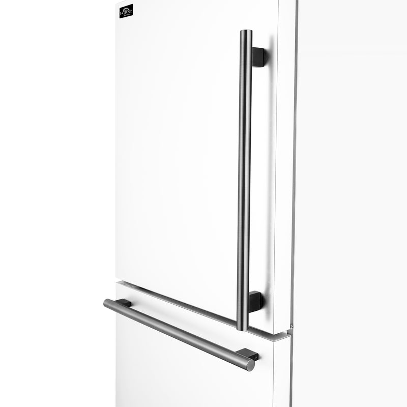 Forno Milano Espresso 31" Freestanding Bottom Freezer Refrigerator in White, 17.2 cu. ft., Ice Maker, with Stainless Steel Handles, Left Hinge, FFFFD1786-31WHT