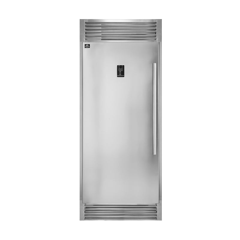 Forno Rizzuto 28" Convertible Upright Refrigerator / Freezer in Stainless Steel, 13.8 cu.ft. Capacity, Left Hinge, FFFFD1933-32LS