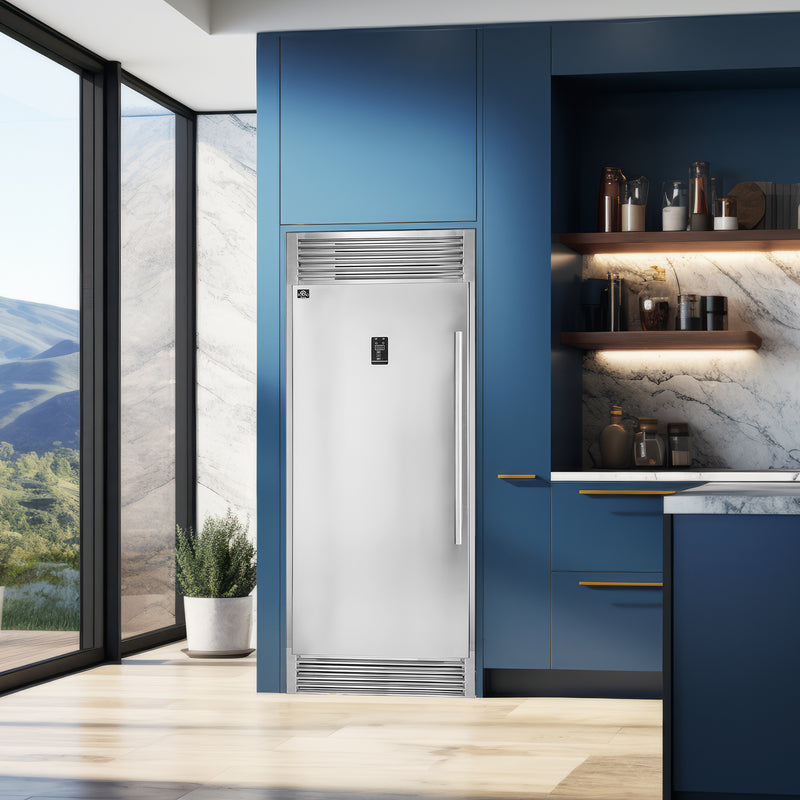 Forno Rizzuto 28" Convertible Upright Refrigerator / Freezer in Stainless Steel, 13.8 cu.ft. Capacity, Left Hinge, FFFFD1933-32LS