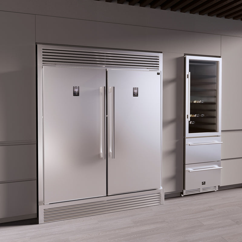 Forno Rizzuto 60" Freestanding Convertible Refrigerator/Freezer Set, 27.6 cu.ft. with Grille Trim, with Stainless Steel Handles, FFFFD1933-60S