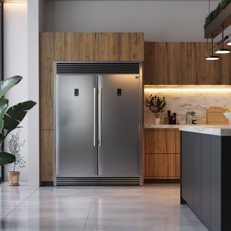 Forno Rizzuto 60" Freestanding Convertible Refrigerator/Freezer Set, 27.6 cu.ft. with Grille Trim, with Stainless Steel Handles, FFFFD1933-60S
