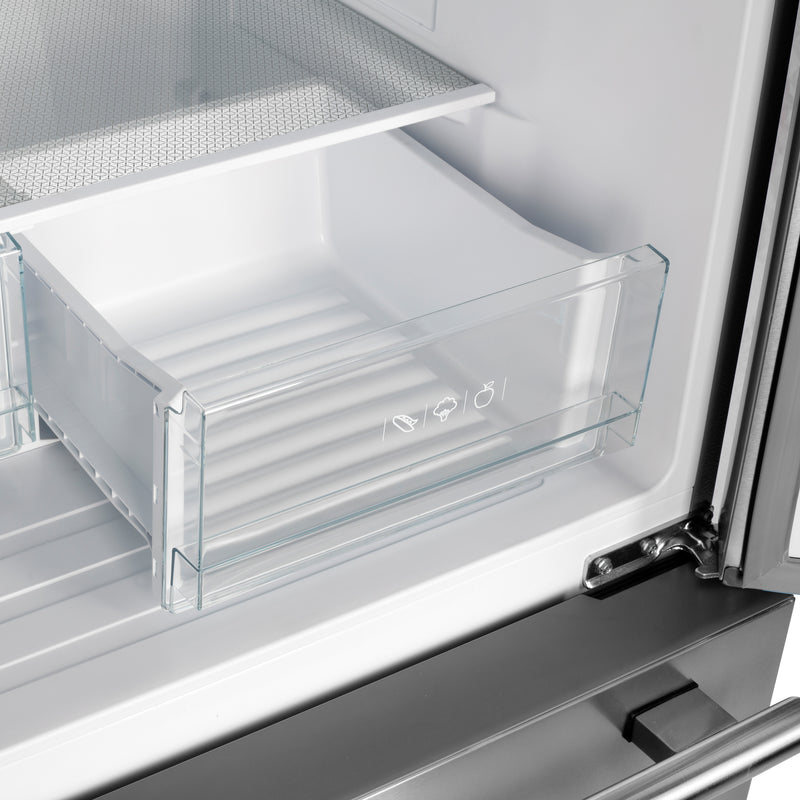 Forno Gallipoli 30" Freestanding French Door Refrigerator in Stainless Steel, 17.5 Cu. Ft., Ice Maker, with Stainless Steel Handles, FFFFD1974-31SB