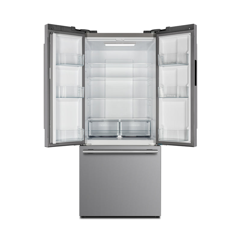 Forno Gallipoli 30" Freestanding French Door Refrigerator in Stainless Steel, 17.5 Cu. Ft., Ice Maker, with Stainless Steel Handles, FFFFD1974-31SB