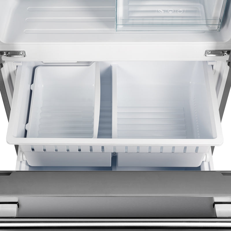 Forno Gallipoli 30" Freestanding French Door Refrigerator in Stainless Steel, 17.5 Cu. Ft. Capacity, Ice Maker with 4” Decorative Grill, FFFFD1974-35SG