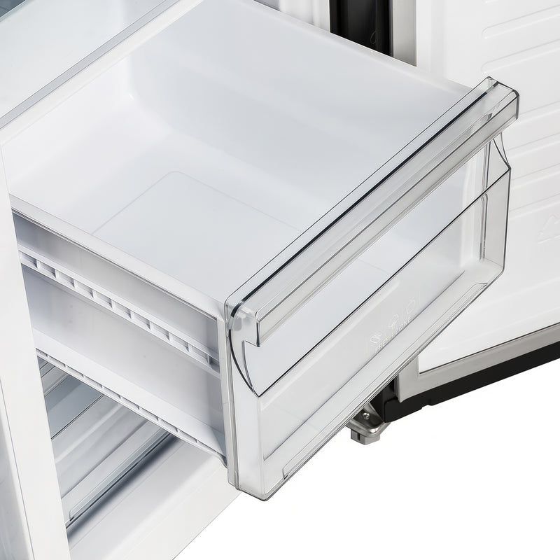 Forno Salerno Espresso 33" Freestanding Side-by-Side Refrigerator in Black, 15.6 cu.ft. Capacity with Stainless Steel Handles, FFRBI1805-33BLK