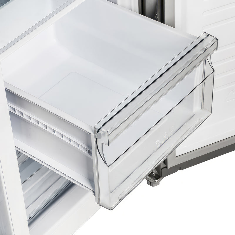 Forno Salerno 33" Freestanding Side-by-side Refrigerator in Stainless Steel with 15.6 cu.ft. Capacity, Fingerprint Resistant, with Stainless Steel Handles, FFRBI1805-33SB