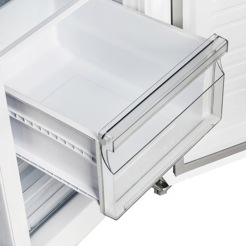 Forno Salerno Espresso 33" Freestanding Side-by-Side Refrigerator in White, 15.6 cu.ft. Capacity, Spill-Proof Shelves with Antique Brass Handles, FFRBI1805-33WHT