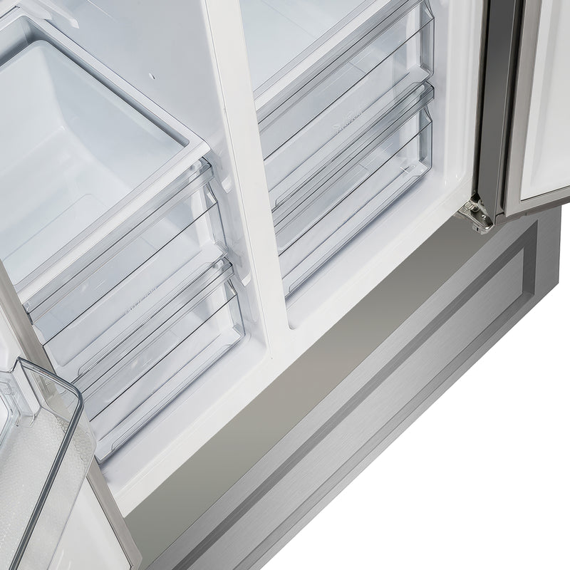 Forno Salerno 33" Built-in Side-by-Side Refrigerator in Stainless Steel, 15.6 cu.ft. with Modern Decorative Grill, FFRBI1805-37MG