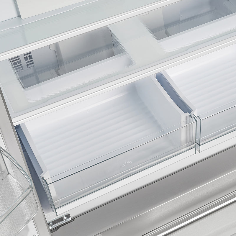 Forno Moena 36" Freestanding French Door Refrigerator in Stainless Steel, 19 cu.ft Capacity, Ice Maker, with Stainless Steel Handles, FFRBI1820-36SB