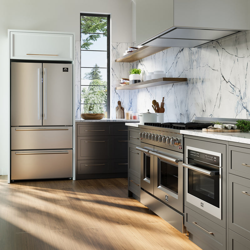 Forno Arezzo 44" 1200 CFM Recessed Ceiling Range Hood in Stainless Steel, Hybrid Filters, Remote Control, FRHRE5312-44
