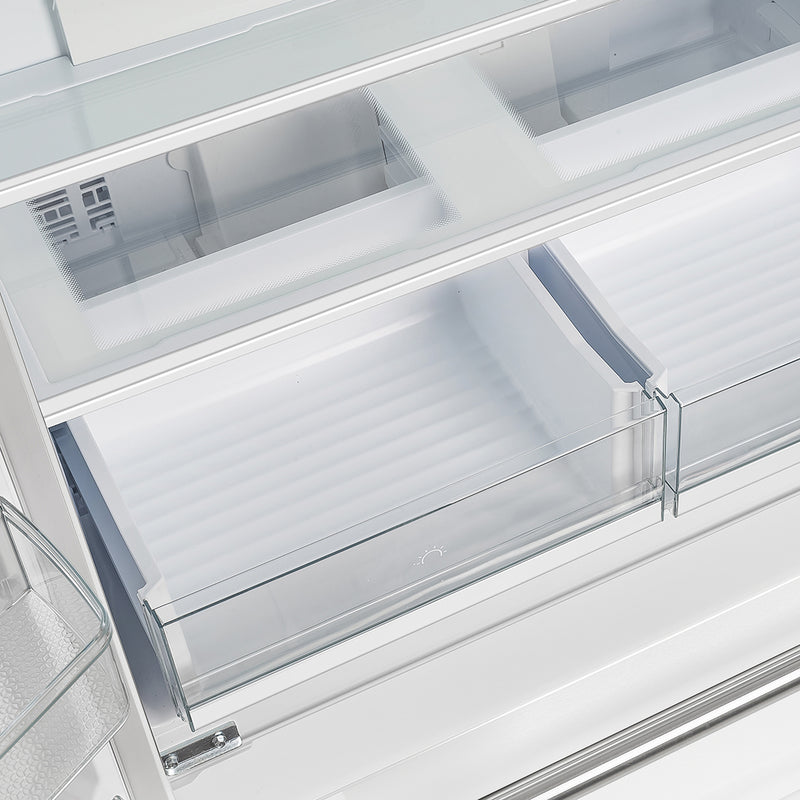 Forno Moena Espresso 36" Freestanding French Door Refrigerator in White with 19.2 Cu.ft Capacity, Ice Maker, with Stainless Steel Handles, FFRBI1820-36WHT